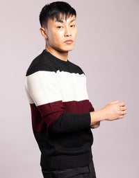 Black White Round Neck Flatknit Tee