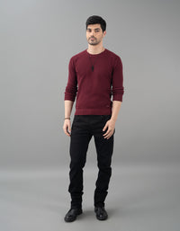 Burgundy Round Neck Pullover Sweater