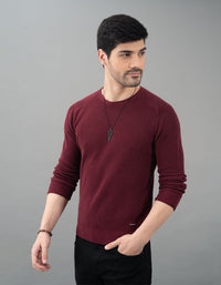 Burgundy Round Neck Pullover Sweater