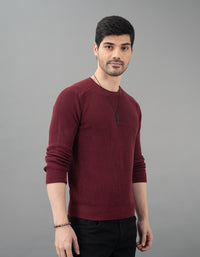 Burgundy Round Neck Pullover Sweater