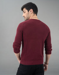 Burgundy Round Neck Pullover Sweater
