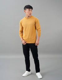 Mustard Round Neck Flatknit Tee