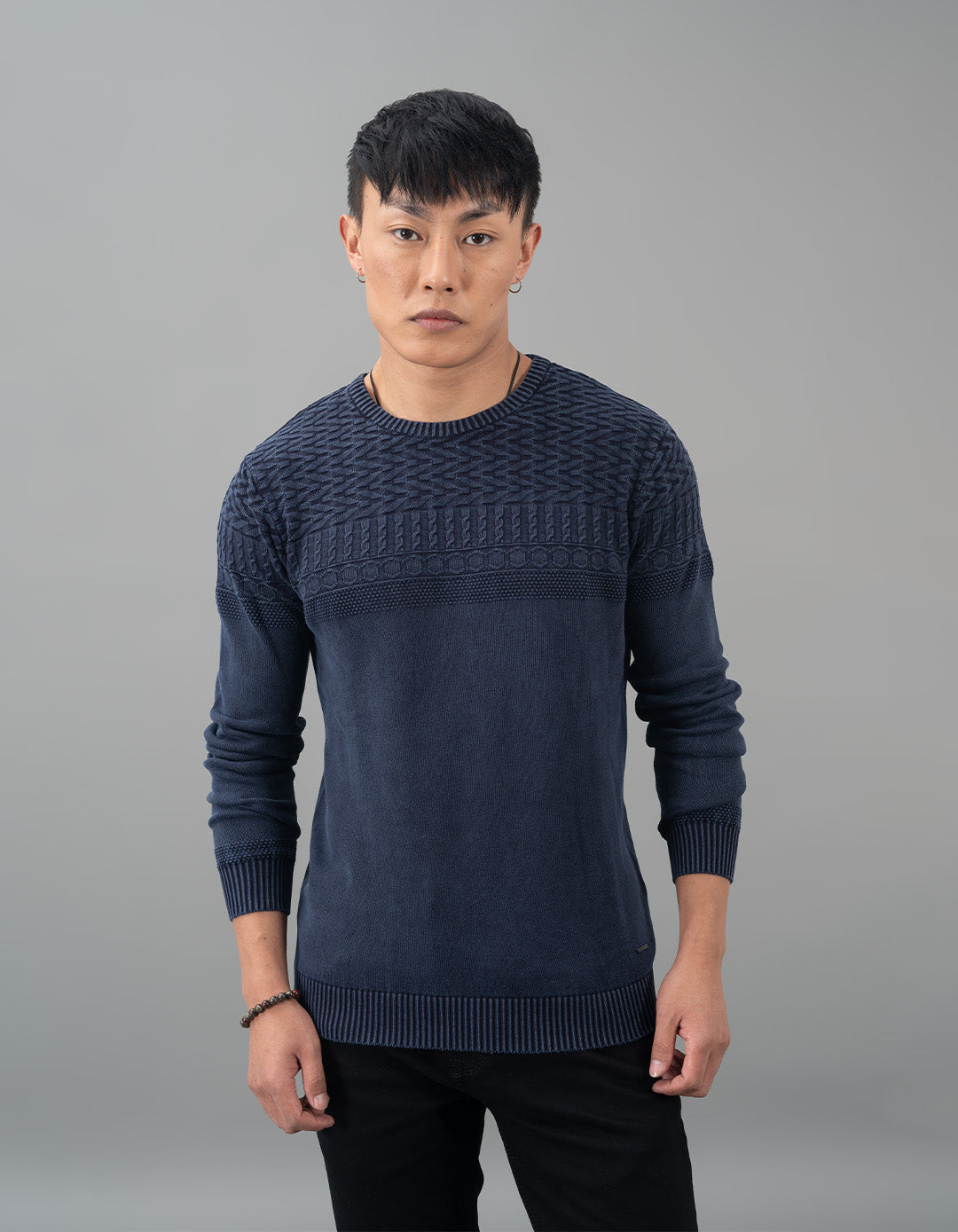 Indigo Round Neck Flatknit Tee