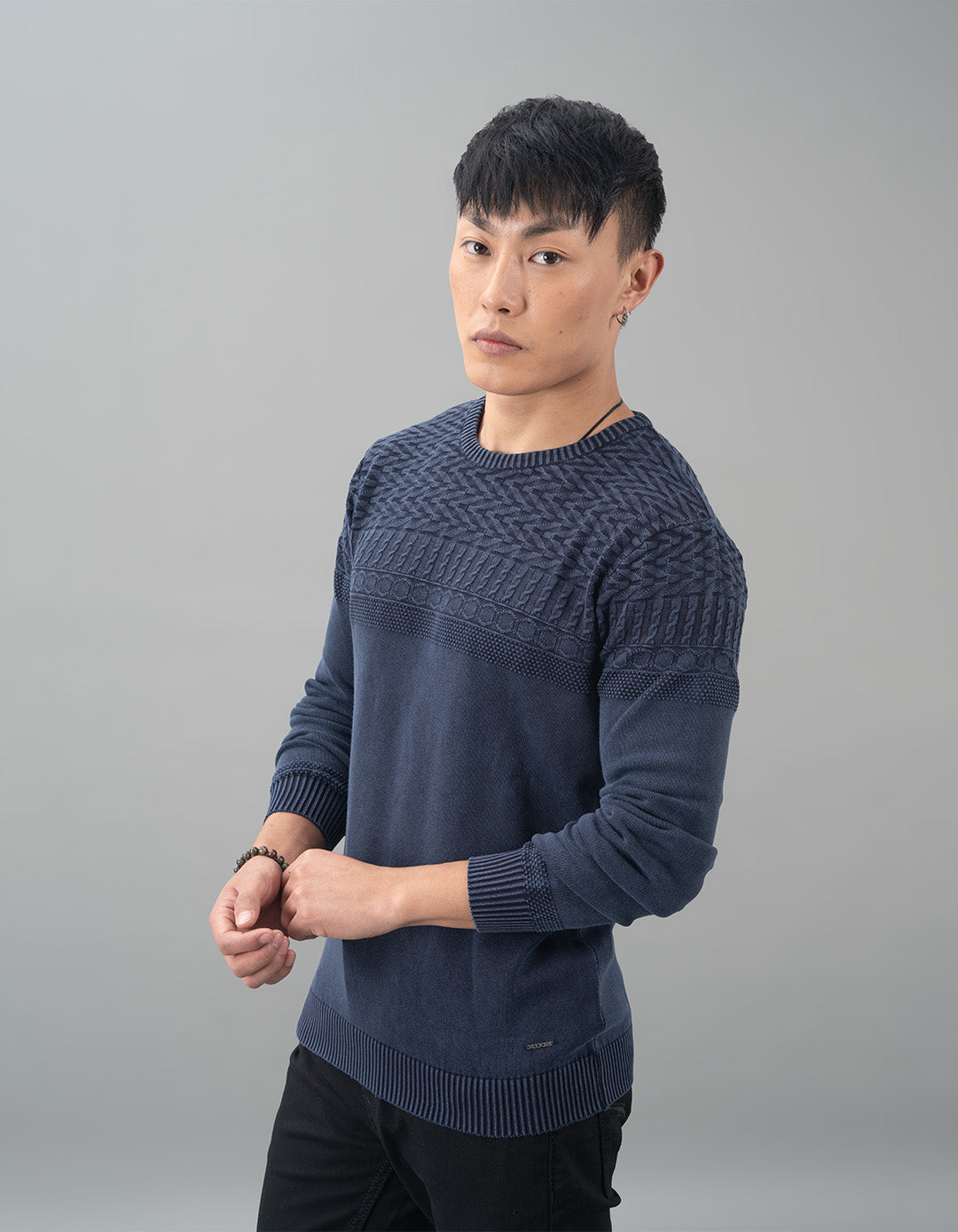Indigo Round Neck Flatknit Tee
