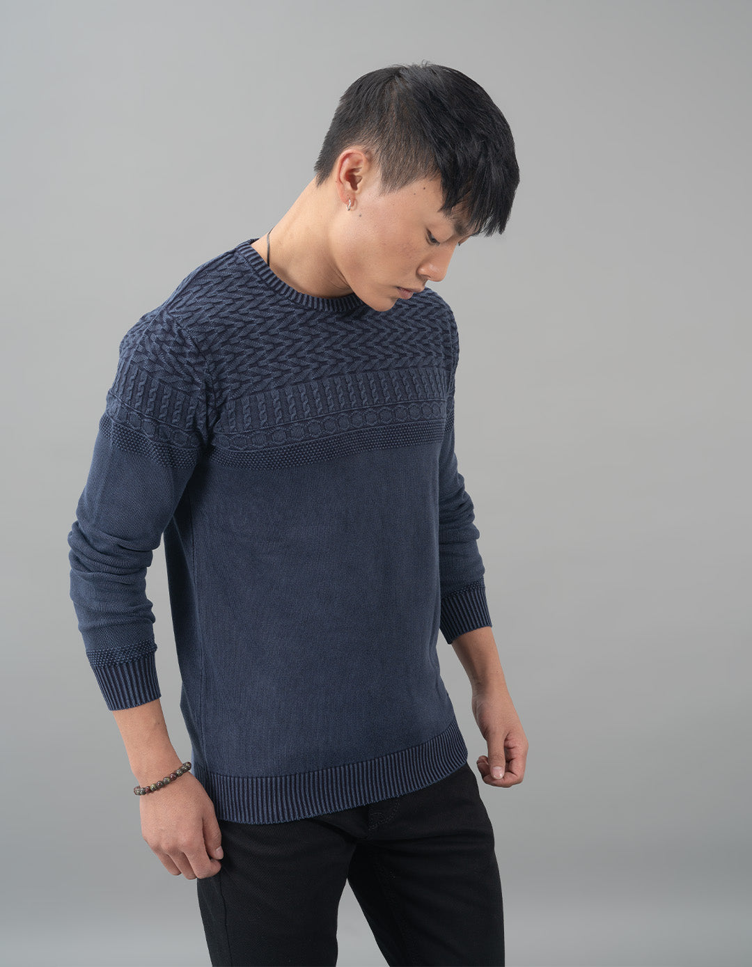 Indigo Round Neck Flatknit Tee