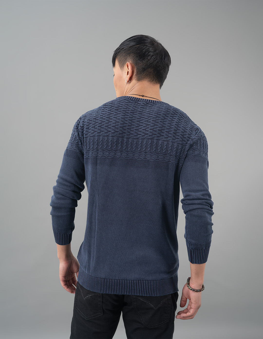 Indigo Round Neck Flatknit Tee