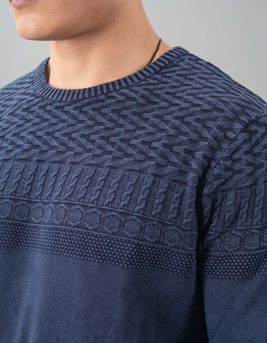 Indigo Round Neck Flatknit Tee