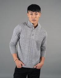 Lt Grey High Neck Pullover Sweater
