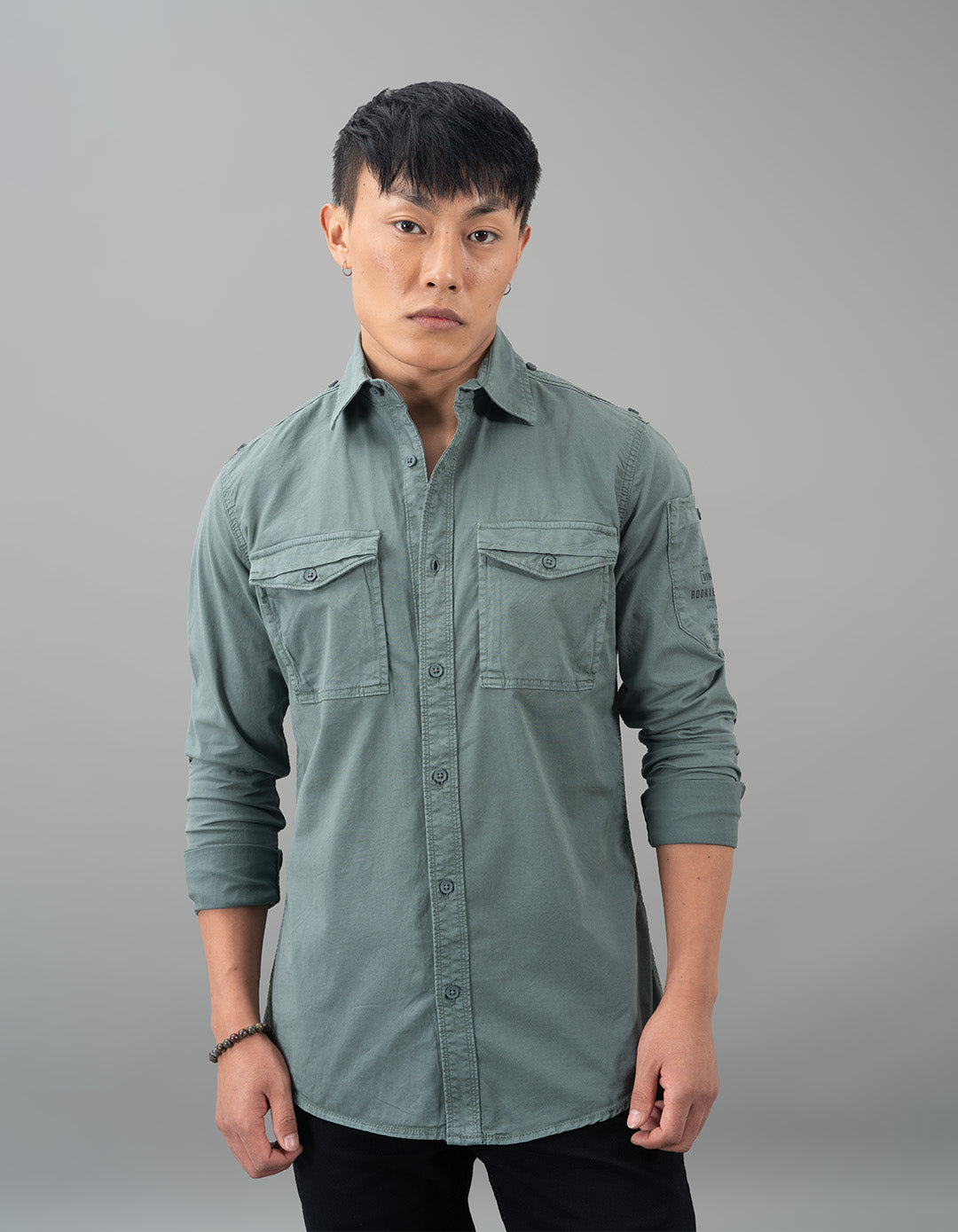 Petrol Green Full Sleeves Solid Shirt