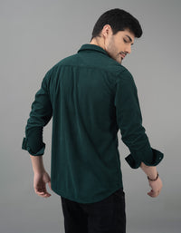 Bottle Green Full Sleeve Textured Waffle Shacket