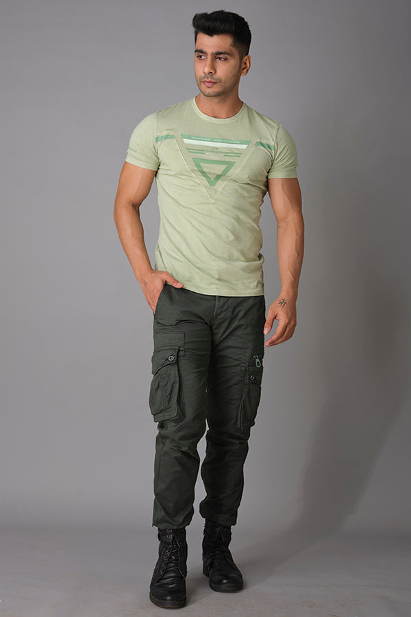 Lt Green Half Sleeve Round Neck Tee (R Neck H/Slv Slim)