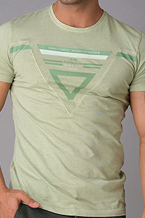 Lt Green Half Sleeve Round Neck Tee (R Neck H/Slv Slim)