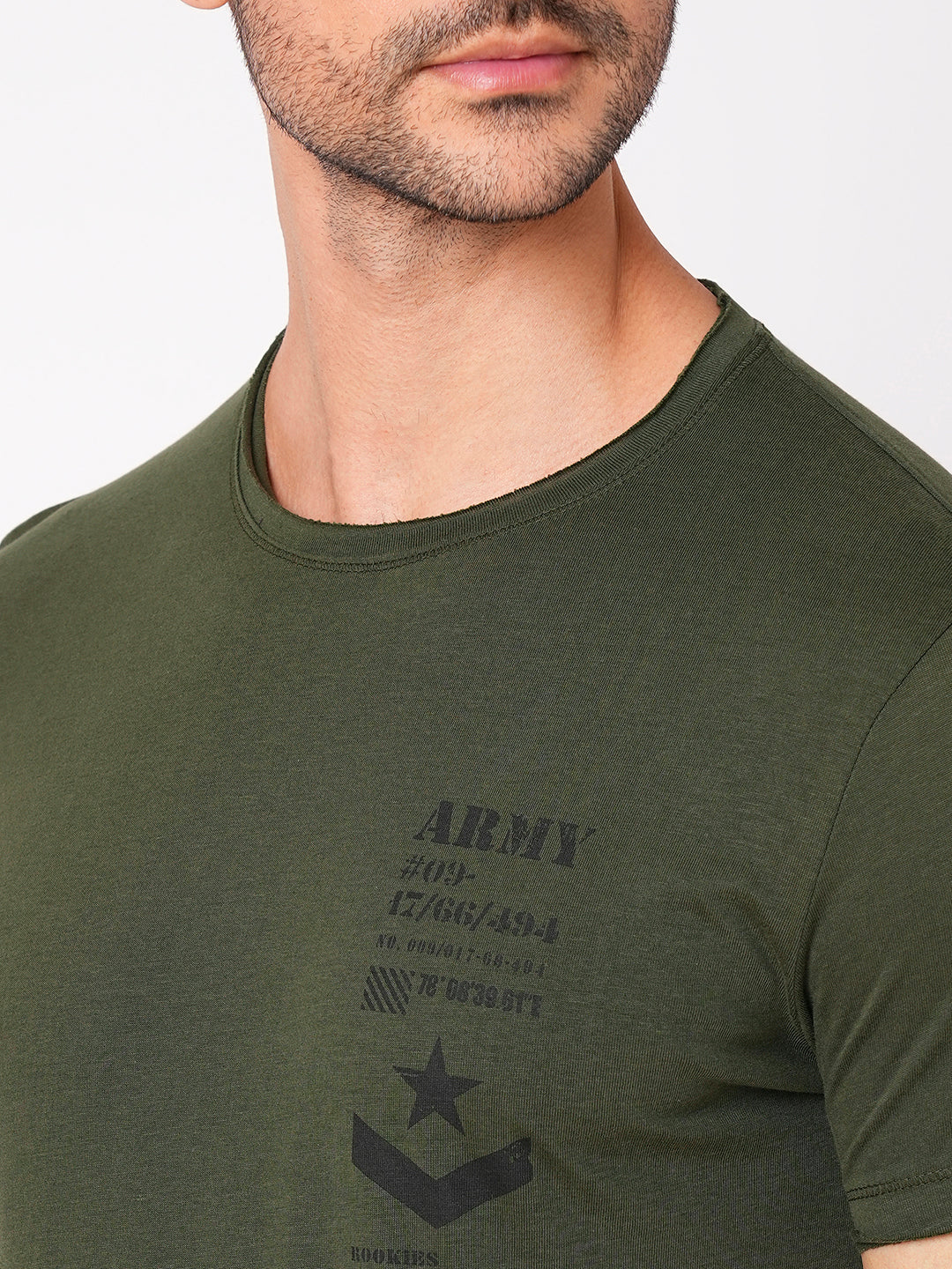 Military Green Half Sleeve Round Neck Tee (R Neck H/Slv Slim)