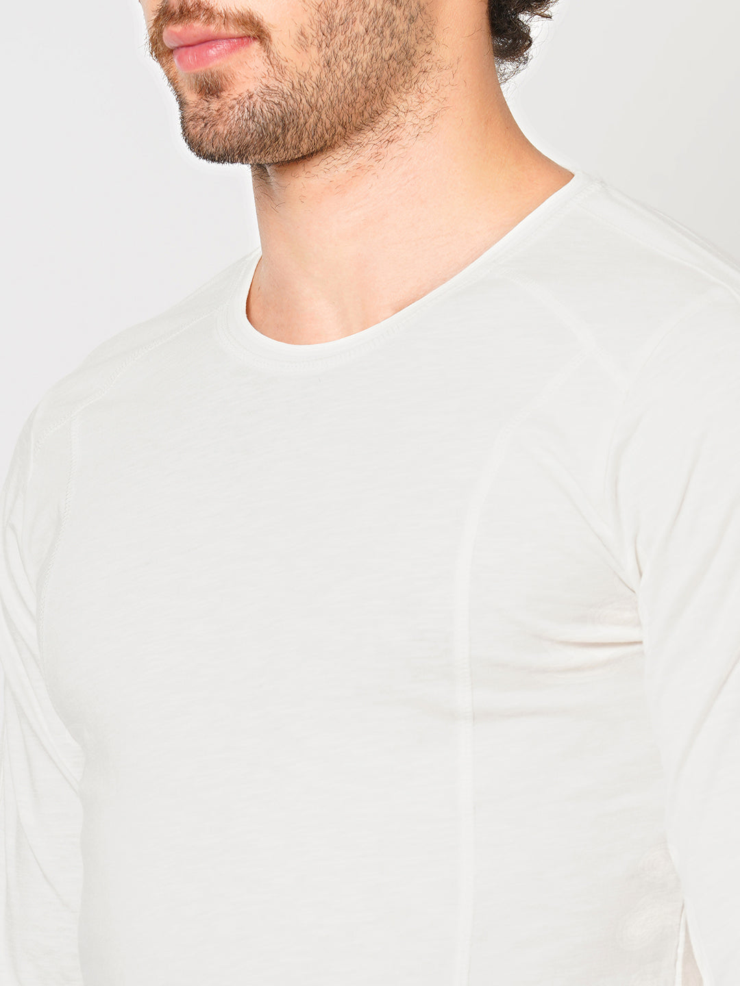 White Full Sleeve Round Neck Tee (R Neck F/Slv Slim)