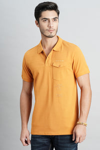 Mustard Half Sleeve Pique Polo Tee (Polo Neck H/Slv Slim)