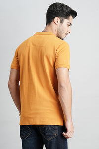 Mustard Half Sleeve Pique Polo Tee (Polo Neck H/Slv Slim)