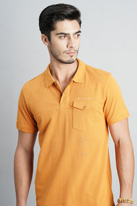 Mustard Half Sleeve Pique Polo Tee (Polo Neck H/Slv Slim)