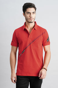 Red Half Sleeve Pique Polo Tee (Polo Neck H/Slv Slim)