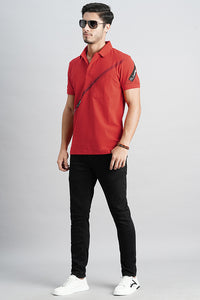 Red Half Sleeve Pique Polo Tee (Polo Neck H/Slv Slim)