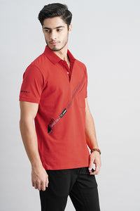 Red Half Sleeve Pique Polo Tee (Polo Neck H/Slv Slim)