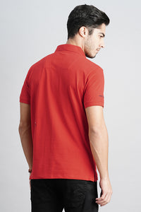 Red Half Sleeve Pique Polo Tee (Polo Neck H/Slv Slim)