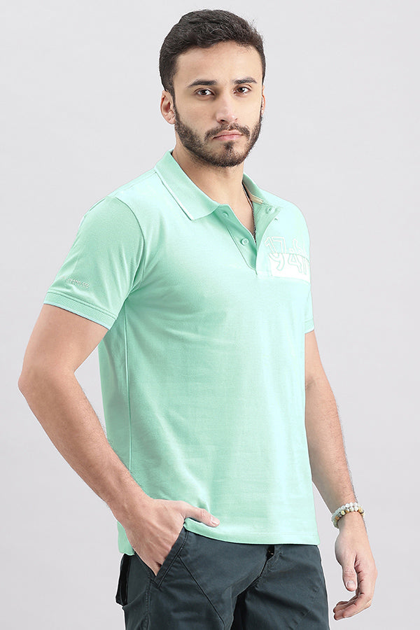 Aqua Blue Half Sleeve Pique Polo Tee (Polo Neck H/Slv Slim)