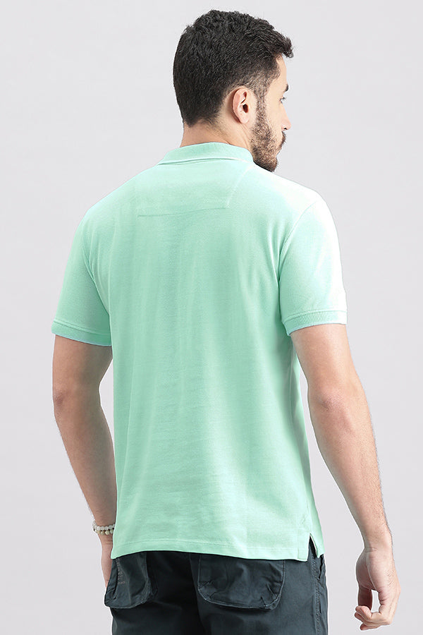 Aqua Blue Half Sleeve Pique Polo Tee (Polo Neck H/Slv Slim)