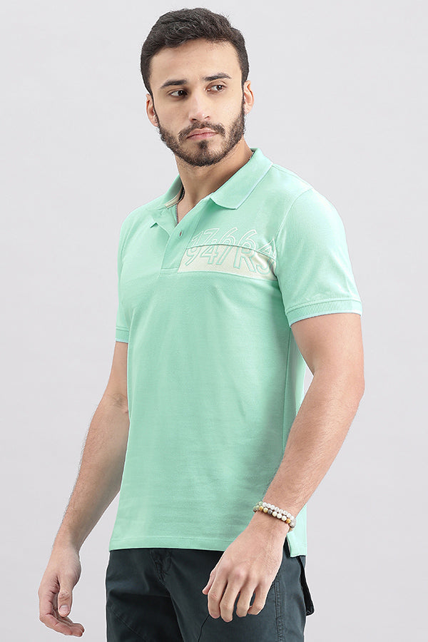 Aqua Blue Half Sleeve Pique Polo Tee (Polo Neck H/Slv Slim)