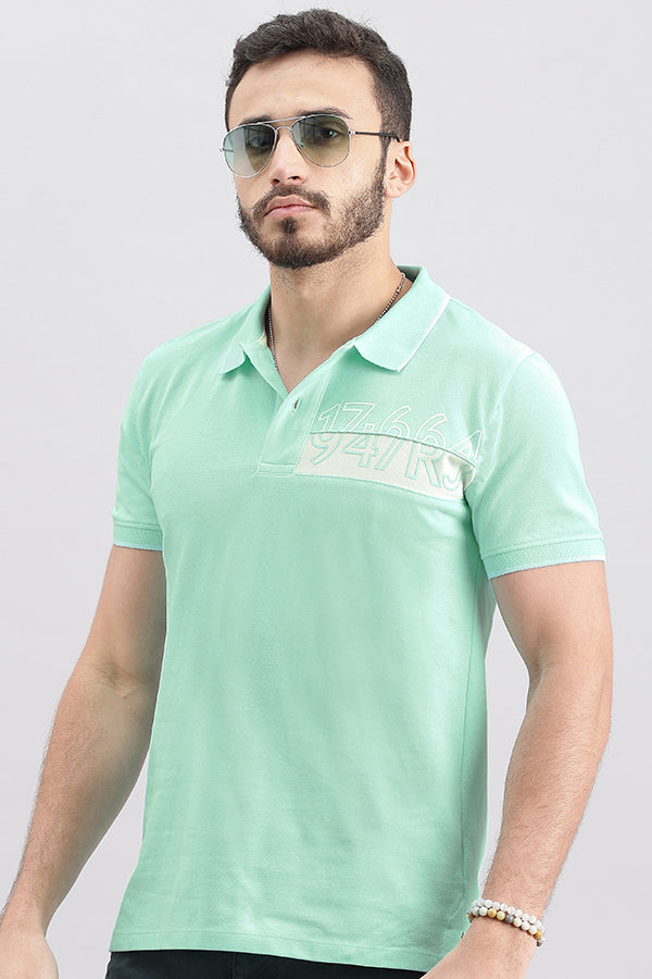 Aqua Blue Half Sleeve Pique Polo Tee (Polo Neck H/Slv Slim)