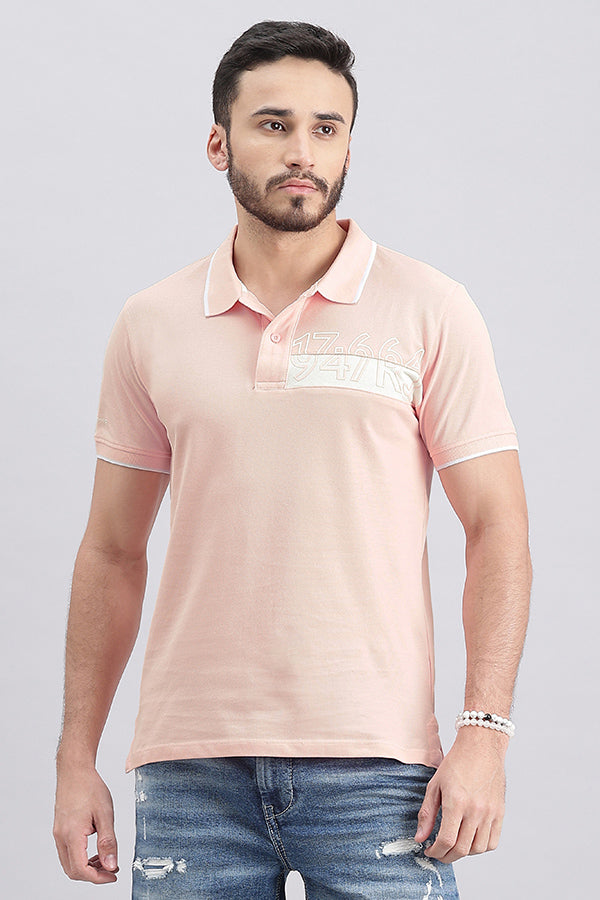 Baby Pink Half Sleeve Pique Polo Tee (Polo Neck H/Slv Slim)