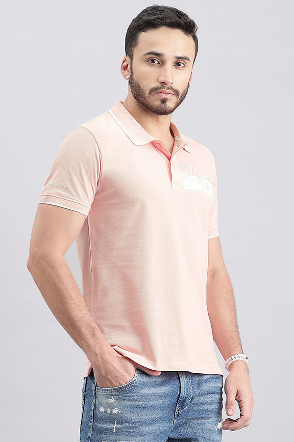 Baby Pink Half Sleeve Pique Polo Tee (Polo Neck H/Slv Slim)