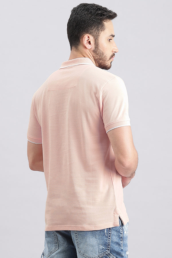 Baby Pink Half Sleeve Pique Polo Tee (Polo Neck H/Slv Slim)