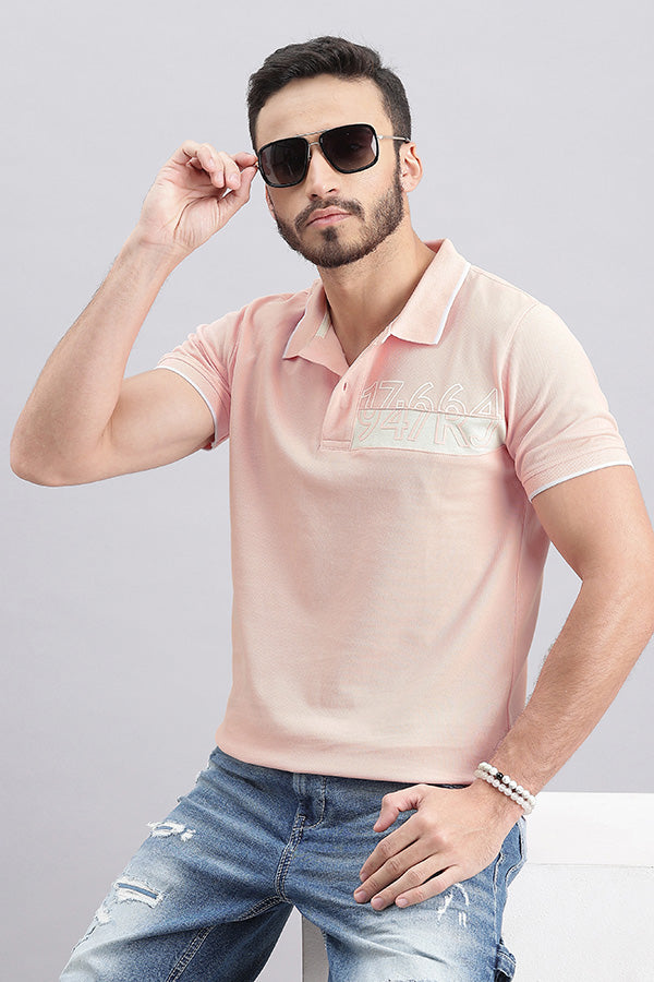 Baby Pink Half Sleeve Pique Polo Tee (Polo Neck H/Slv Slim)