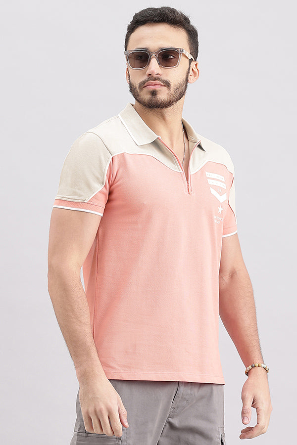 Pink Half Sleeve Pique Polo Tee (Polo Neck H/Slv Slim)