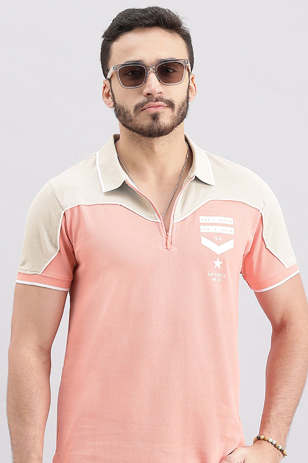 Pink Half Sleeve Pique Polo Tee (Polo Neck H/Slv Slim)