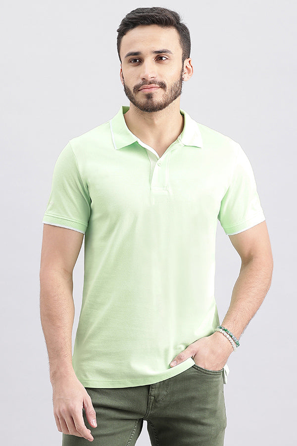 Patina Green Half Sleeve Pique Polo Tee (Polo Neck H/Slv Slim)