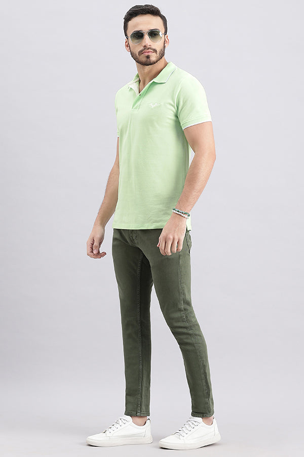 Patina Green Half Sleeve Pique Polo Tee (Polo Neck H/Slv Slim)