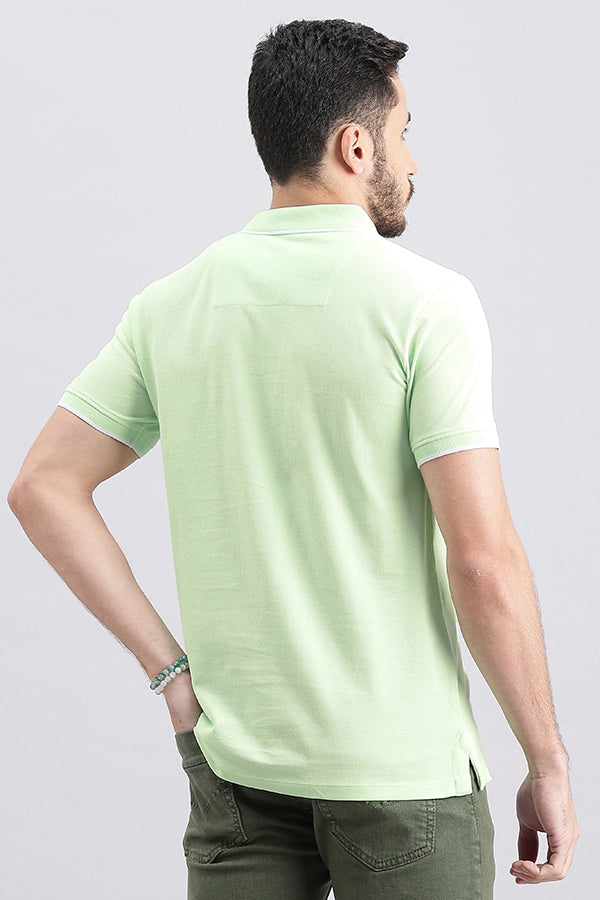 Patina Green Half Sleeve Pique Polo Tee (Polo Neck H/Slv Slim)