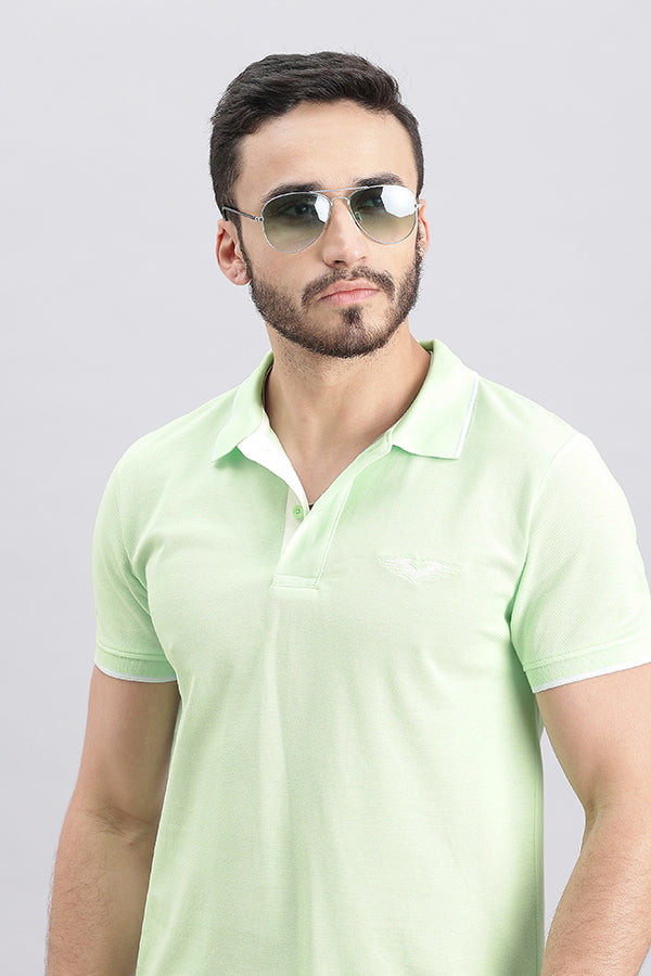Patina Green Half Sleeve Pique Polo Tee (Polo Neck H/Slv Slim)