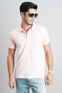 Baby Pink Half Sleeve Pique Polo Tee (Polo Neck H/Slv Slim)
