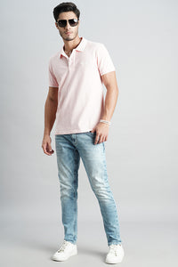 Baby Pink Half Sleeve Pique Polo Tee (Polo Neck H/Slv Slim)