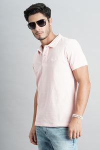 Baby Pink Half Sleeve Pique Polo Tee (Polo Neck H/Slv Slim)