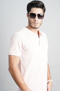 Baby Pink Half Sleeve Pique Polo Tee (Polo Neck H/Slv Slim)