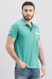 Lake Blue Half Sleeve Pique Polo Tee (Polo Neck H/Slv Slim)