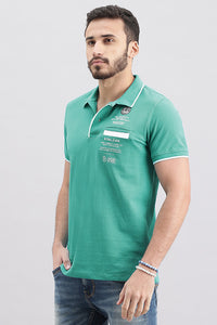 Lake Blue Half Sleeve Pique Polo Tee (Polo Neck H/Slv Slim)