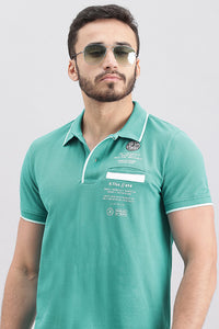 Lake Blue Half Sleeve Pique Polo Tee (Polo Neck H/Slv Slim)