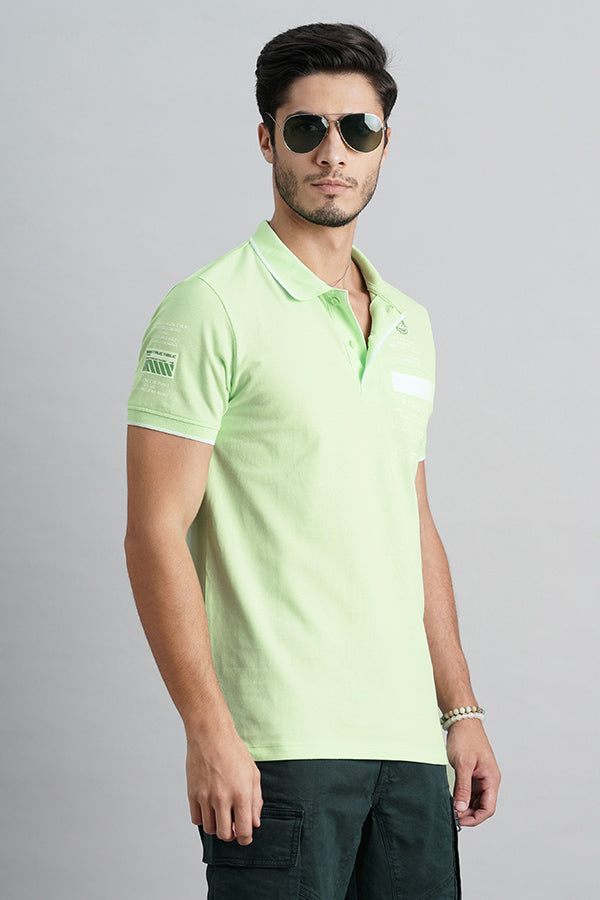 Aptina Green Half Sleeve Pique Polo Tee (Polo Neck H/Slv Slim)