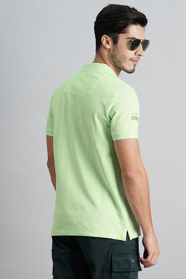 Aptina Green Half Sleeve Pique Polo Tee (Polo Neck H/Slv Slim)