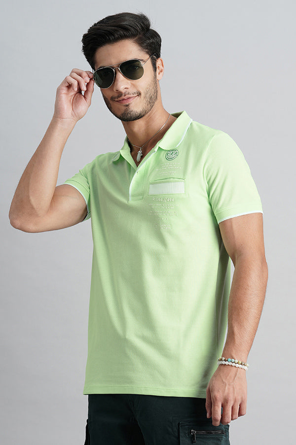 Aptina Green Half Sleeve Pique Polo Tee (Polo Neck H/Slv Slim)