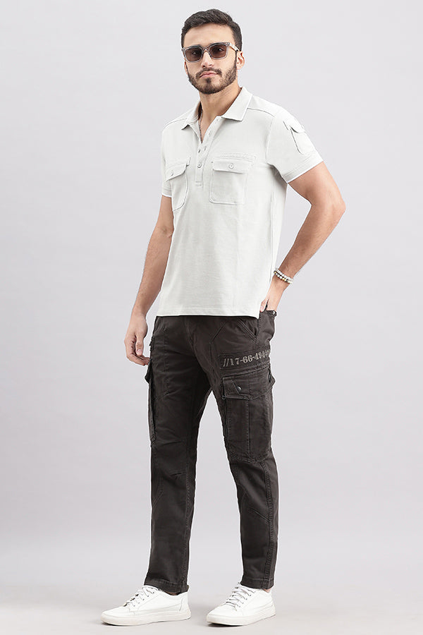 White Half Sleeve Pique Polo Tee (Polo Neck H/Slv Slim)